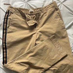 Zadig & Voltaire cotton twill beige pants with side stripe detail.